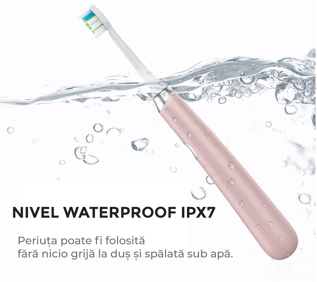 Periuta de dinti electrica Woya Smart Sonic Premium WH3, 4 moduri, 4 Capete, 38000 vpm, Roz - imagine 4