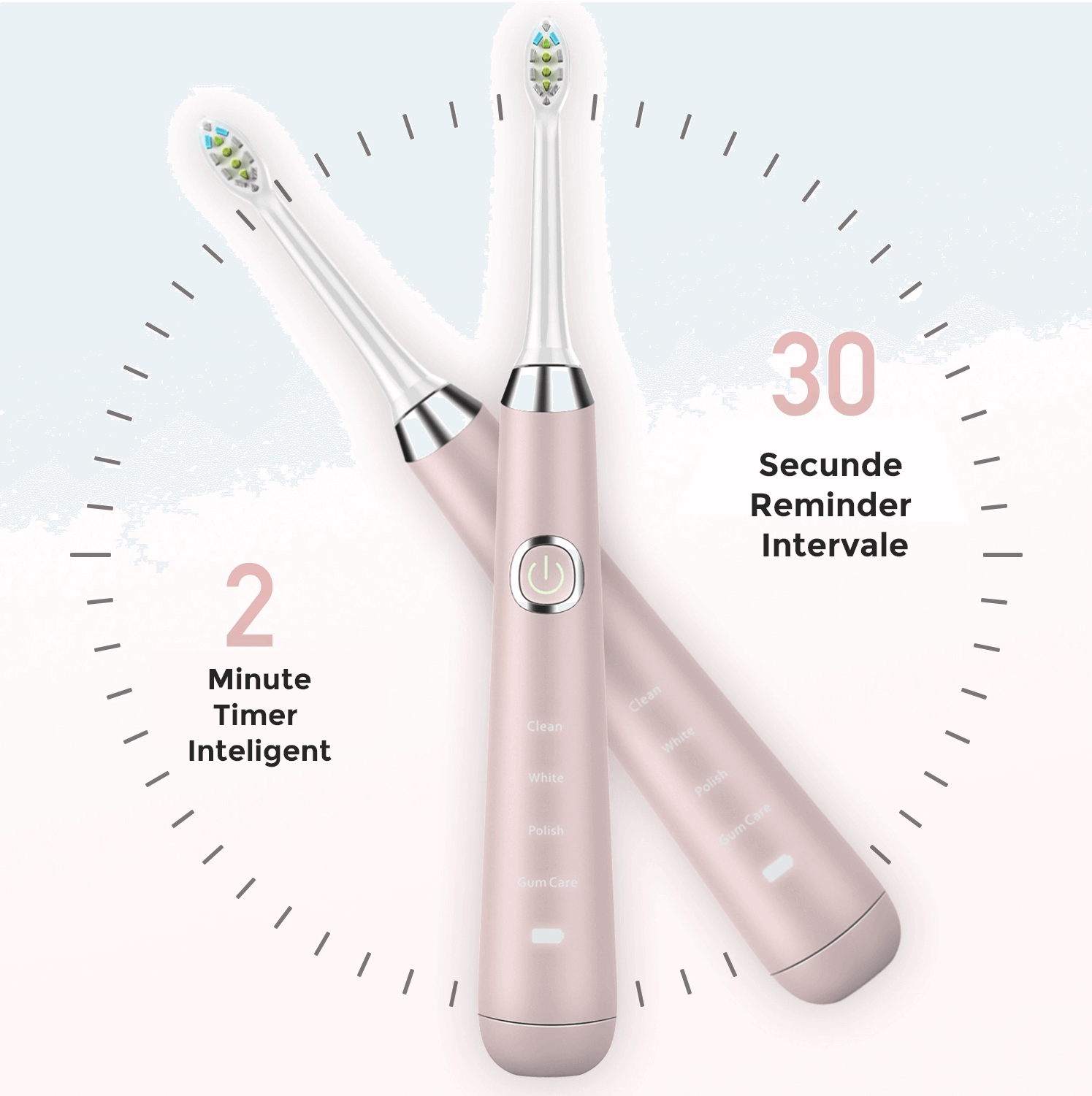 Periuta de dinti electrica Woya Smart Sonic Premium WH3, 4 moduri, 4 Capete, 38000 vpm, Roz - imagine 5