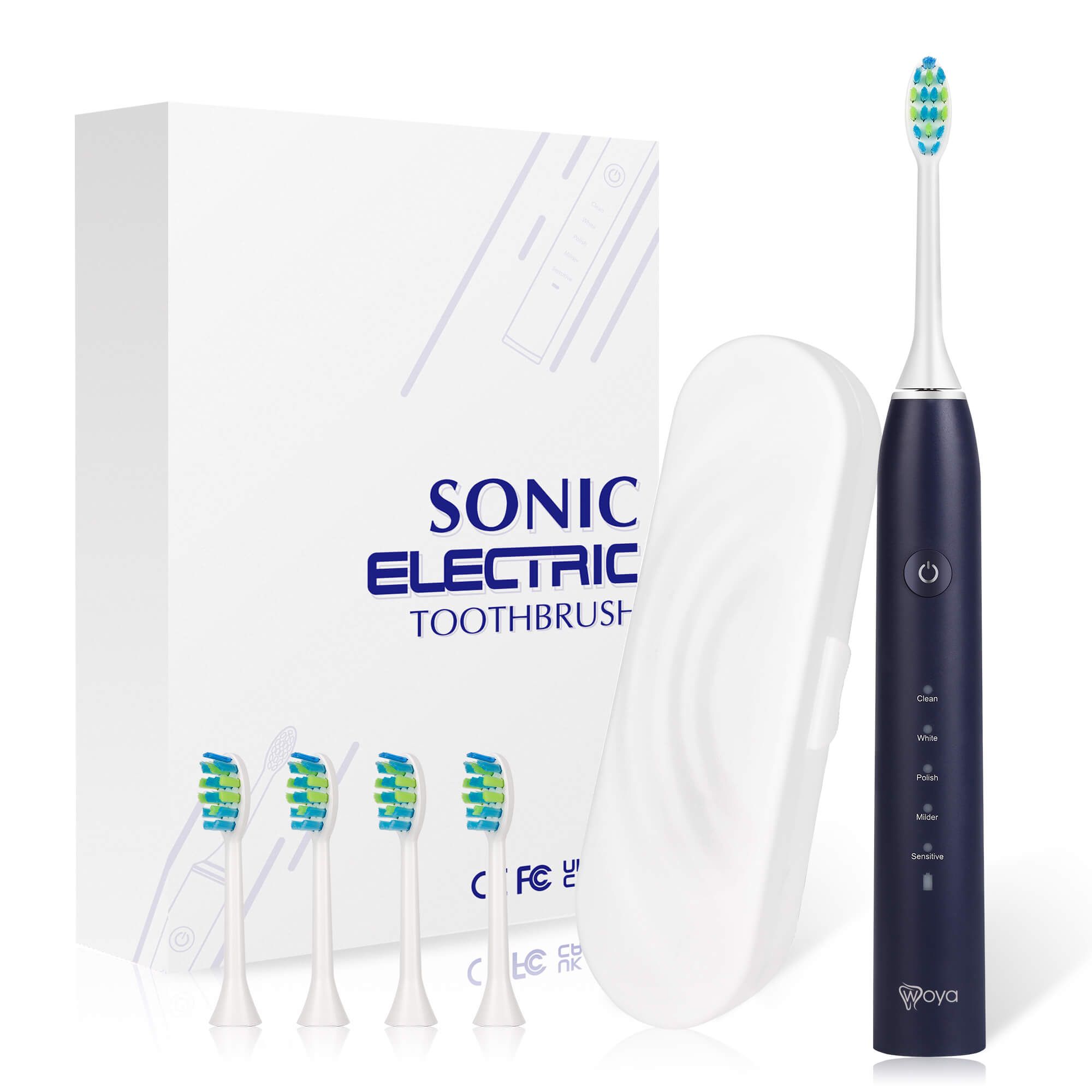 Periuta de dinti electrica Woya Smart Sonic EA311, 5 Moduri, 4 Capete, Etui Voiaj inclus, 38000 vpm, IPX7 - Albastru