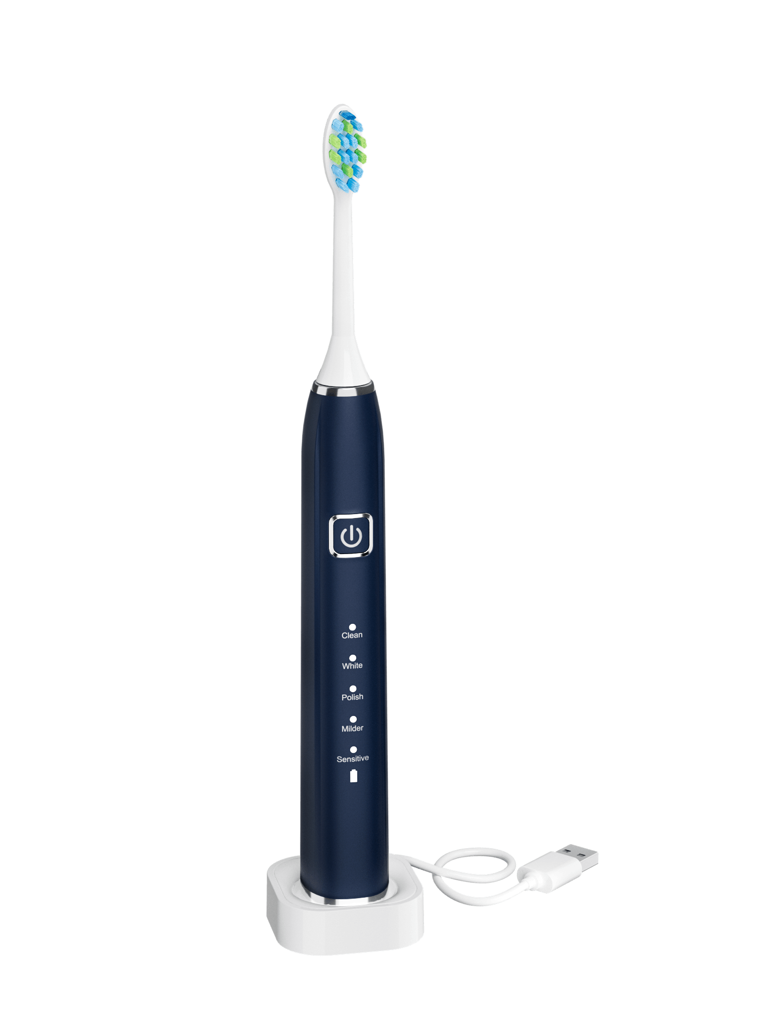 Periuta de dinti electrica Woya Smart Sonic EA312, 5 Moduri, 4 Capete, Etui Voiaj si Baza de incarcare, 38000 vpm, IPX7 – Albastru Inchis - imagine 7